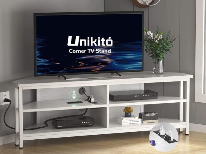 Unikito Corner TV Stand with Power Outlet